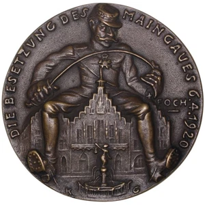 KARL GOETZ "Besetzung der Hauptprovinz" 1920 Bronzeguss Medaille / K-132 - Bild 1 von 3