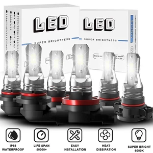 12000K LED Headlight Fog Light Bulbs Kit For Chevy Silverado 1500 2500 2007-2015 - Picture 1 of 13