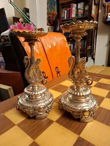 2x Antique Victorian Swan Fruit Stand W&G Buszard Silver Plated Elkington & Co.* - Picture 1 of 10