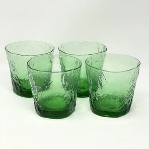 Vintage Morgantown Crinkle Green Double Old Fashioned Gläser MCM 3,5" 4er Set - Bild 1 von 7