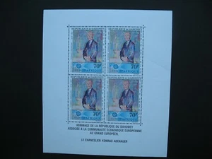 Dahomey neuf ** Bloc Feuillet  N° 8  1967 N° PA 62 Mort du chancelier Adenauer - Picture 1 of 2