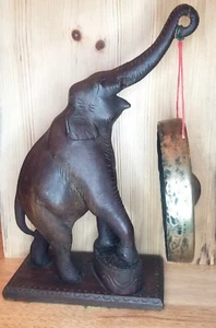 Antique ELEPHANT Dinner Gong Wooden ANTIQUE 13" Tall - Picture 1 of 10