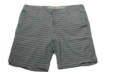 Northwest Territory Chino Shorts Mens 40 Blue Flat Front striped Chino khaki  - Image 1 of 4