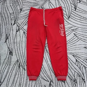 True Vintage 60s 70s Coca Cola Sweatpants Red Fleece Sweats Athletic USA Large - Picture 1 of 8