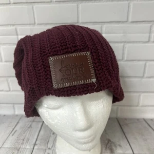 Love Your Melón Tejido Medias Invierno Gorra Cuero Granate Parche Gorro - Imagen 1 de 8