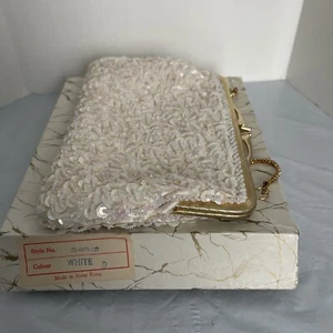 Vintage Small Sequin Braided Purse Handbag Clutch W/original Box - Picture 1 of 5