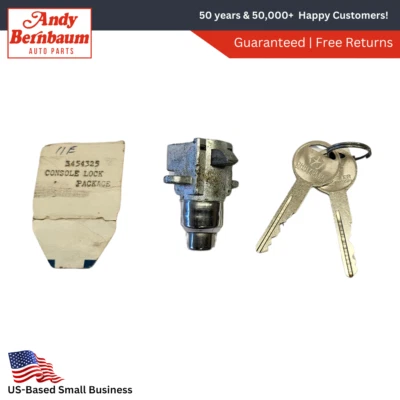 1970-1976 Plymouth Dodge Chrysler Floor Console Lock Cylinder & Keys 3454325 NOS - Image 1 of 4