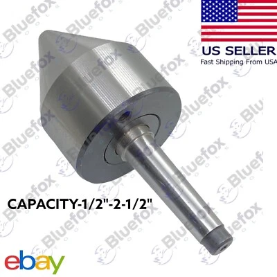 BLUEFOX Revolving Live Center Pipe Center Bull Nose MT2 Capacity 1/2" - 2.1/2"