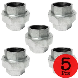 5 Pack of 1-¼” Galvanized Union 1-¼” FNPT X 1-¼” FNPT Thread - Picture 1 of 4