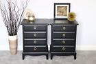 Pair of Stag Minstrel 4 Drawer Bedside Tables Cabinets Black - Courier 🚚