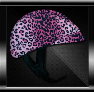 Faux Fur Pink Leopard Skinners Helmet Cover For DOT B w/ Visor DOT Helmet - Picture 1 of 4