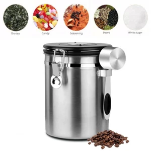 1.8L Coffee Food Canister Airtight Stainless Steel Kitchen Tea Storage Container - Picture 1 of 12