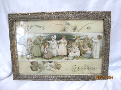 Antiguo marco de madera yeso ornamentado de la década de 1910 plateado y pintado en blanco 13 X 9,5 pulgadas. Foto 1 de 4