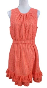 Anthropologie Peter Som Kleid 4 orange ärmellos Ösen Spitze Rüschen Mini Sommer - Bild 1 von 12
