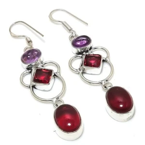 Amethyst Gemstone 925 Sterling Silver Earring 2.88 " b499 - Picture 1 of 7