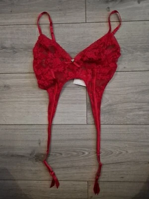 BNWT Vintage Ann Summers Sexy Siren Sheer Red Lace Spider Basque Size Large - Image 1 of 4