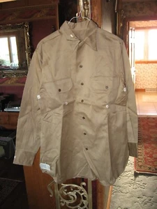 RARA camicia vintage nuova NOS kaki seconda guerra mondiale militare manica L cotone marrone 15 33 RELIANCE - Foto 1 di 12