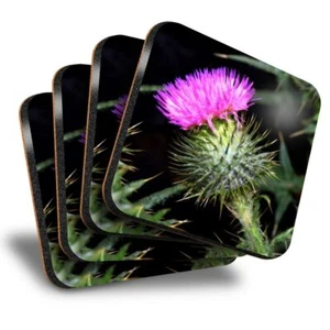 Set 4 Sottobicchieri Quadrati - Fiori di Cardo Viola #3589 - Foto 1 di 7