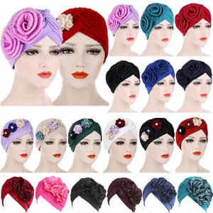 Große Blume Muslim Turban Hut Frauen Haarausfall Kopftuch Krebs Chemo Cap æ - Bild 1 von 30