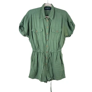 THE KOOPLES pagliaccetto donna tg XXS (1) verde militare manica corta colletto bottoni - Foto 1 di 5