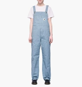 CARHARTT WIP W BIB OVERALL STRAIGHT-R.E. NEWCOMB DUSTY BLUE M - Picture 1 of 8