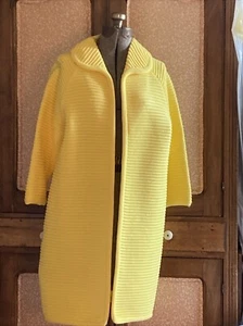 VIntage 1960s Long Sweater Coat Yellow Cardigan Millay Japan Jacket Petite - Picture 1 of 11
