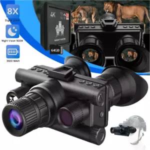 4K Night Vision Goggles 8X Digital Zoom Infrared Binoculars Camera Head Mount - Picture 1 of 22