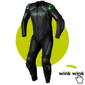 Traje de motocicleta de una pieza para hombre RST S1 negro gris verde neón - Imagen 1 de 4