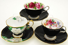 STUNNING 6 PC ENGLISH PORCELAIN TEA CUPS & SAUCERS 