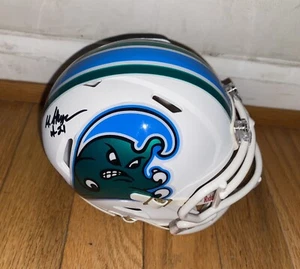 MAKHI HUGHES SIGNED AUTOGRAPHED TULANE GREEN WAVE FOOTBALL MINI HELMET COA - Picture 1 of 3