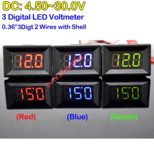 2-Wire Digital LED Display Panel Voltmeter For DC 6V 12V 24V Voltage Car Battery - Bild 1 von 8