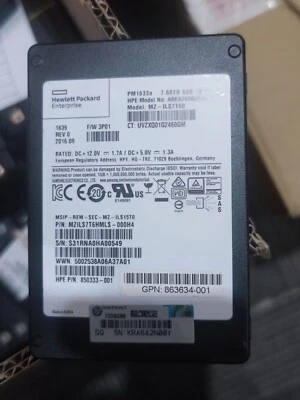SAMSUNG 7.68TB SSD PM1633A SAS 12G MZ1LS7T6HMLS-000C3 MZ-1LS7T60 VET30CAQ - Bild 1 von 2