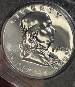 1963 US Proof Set in Snap Case - Last Franklin Half Dollar Awesome Nickel Toning - Picture 1 of 11