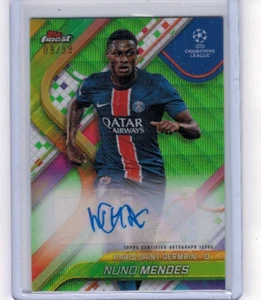 2024-25 Topps Finest UEFA CC Nuno Mendes Neon Green Wave Auto #'ed 09/99 - Picture 1 of 1