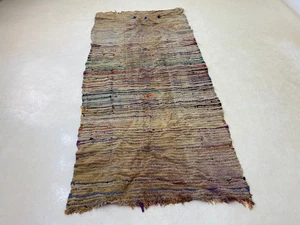 Rug Moroccan Handmade Boujaad Berber 3'6x7'4 Vintage Abstract Wool Old Carpet - Picture 1 of 11