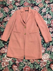 Lauren Ralph Lauren Wool Long Women's Coat Button Rose Pink M Distressed SunFade - Picture 1 of 12