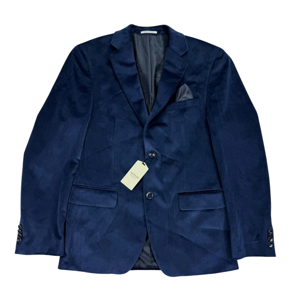 Alfani Mens' Blue Solid Slim-Fit Stretch Velvet Sport Coat Suit Jacket Size 36S