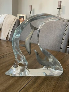Robert Wyland “Wave” Dolphin Lucite Sculpture Limited Edition # 232/1800 - Picture 1 of 10