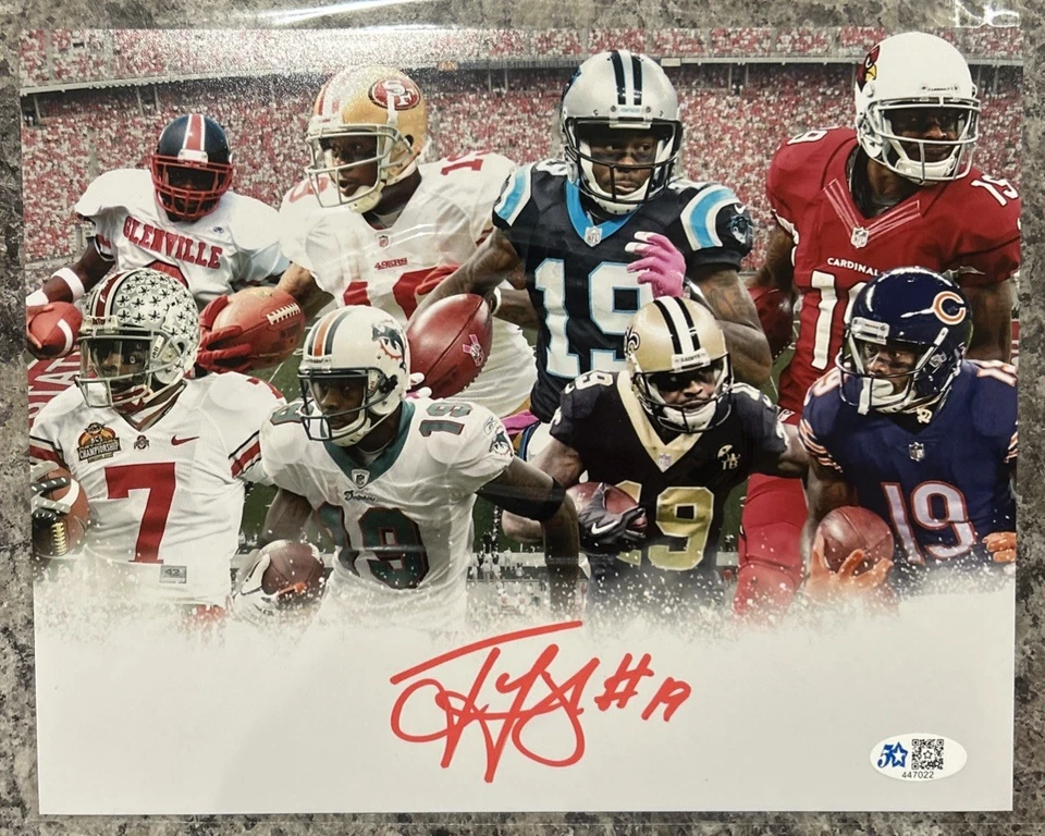 TED GINN JR 亲笔签名 8 x 10 图片照片 俄亥俄州七叶树 带真品证书 NCAA NFL 球星 — 第 1/4 张图片