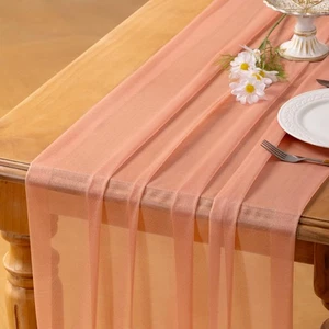 10pcs Rose Gold Gauze Table Runner Chiffon Like Wedding Table Runner 120 inch... - Picture 1 of 5