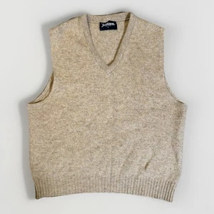 Jantzen Herren Pullover Weste Large Camel Hellbraun Wollmischung V-Ausschnitt Vintage Hergestellt in den USA  - Bild 1 von 5