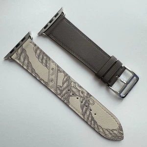 Hermes Etain Leather Rope Pattern Apple Watch Band 45mm try on only with box - Picture 1 of 8