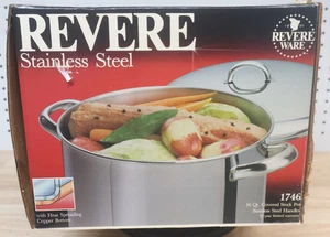 Schön selten neu/neu aus altem Lagerbestand versiegelt REVERE WARE 16 QT-86 mit Deckel Modell 1746 Suppentopf USA - Bild 1 von 8
