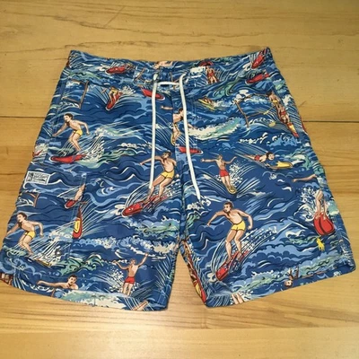 Polo Ralph Lauren Board Shorts Baúl de Natación Para Hombres Pequeño Surf Tabla de Surf Ocean Gra Foto 1 de 4