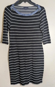 Tommy Hilfiger Kleid Small schwarz weiß gestreift Chambray weiter Ausschnitt Curvy Strick - Bild 1 von 4
