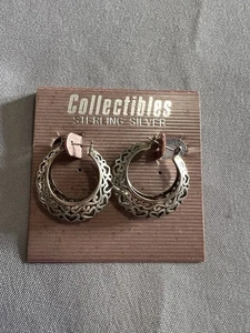 Vintage Sterling Silver Hoop Earrings - Picture 1 of 5