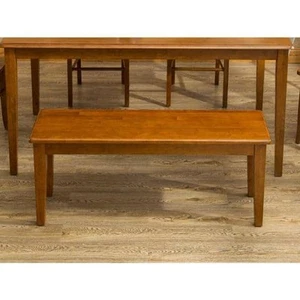 Rectangle Dining Bench Home Kitchen Wood Seat Country Furniture Benches Walnut - Picture 1 of 6