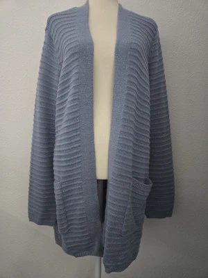 APT 9 Women's Open Cardigan Sweater Size Lg Silver Threads Throughout W/Pockets  - Image 1 of 4