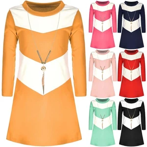 Kids Girls Long Sleeve Dress Peticoat Dress Party Jersey Dresses SALE - Picture 1 of 22