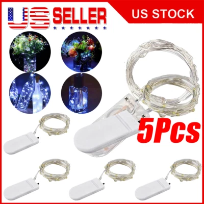 5 Pack 20 LED 6.6ft Copper Wire Fairy Lights Battery Operated Waterproof White - Image 1 of 4